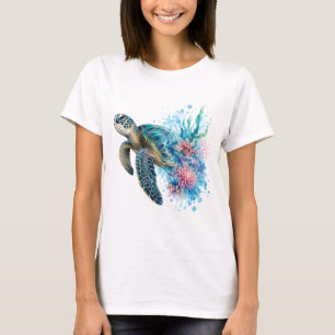 Aquarell Meeresschildkröte PNG Ozean Küsten Design T-Shirt