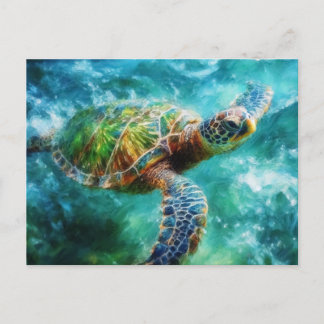 Aquarell Meeresschildkröte Postkarte