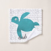 Aquarell-Meeresschildkröte Shibori Welle und Badhandtuch Set (Waschlappen)