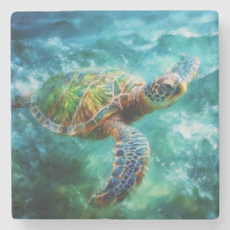 Aquarell Meeresschildkröte Steinuntersetzer