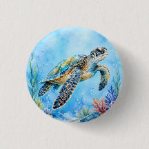 Aquarell Meeresschildkröte Unterwasser