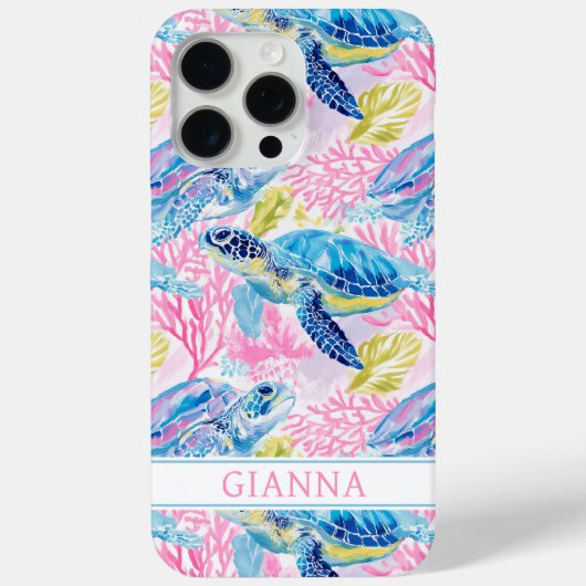 Aquarell Meeresschildkröten Monogramm Case-Mate iPhone Hülle (Rückseite)