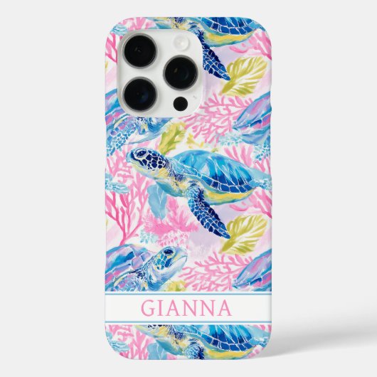 Aquarell Meeresschildkröten Monogramm Case-Mate iPhone Hülle (Rückseite)