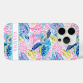 Aquarell-Meeresschildkröten-Monogramm Case-Mate iPhone Hülle (Rückseite (Horizontal))