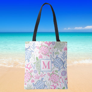 Aquarell Meeresschildkröten Monogramm / Vornehm-kü Tasche