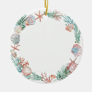 Aquarell-Meeresschnecken-Kranz Küstenrahmen-Design Keramik Ornament