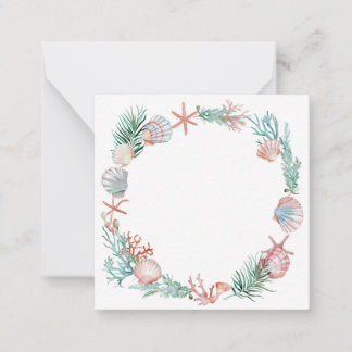 Aquarell-Meeresschnecken-Kranz Küstenrahmen-Design Mitteilungskarte