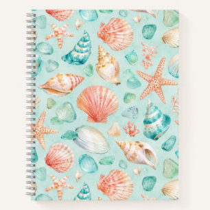 Aquarell-Meeresschnecken-Küstenmuster-Spirale Notizblock
