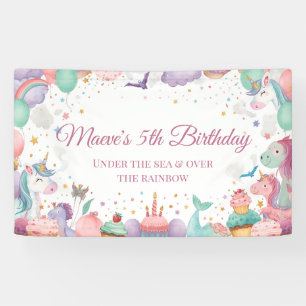 Aquarell Meerjungfrau Einhorn Regenbogen Alles Gut Banner