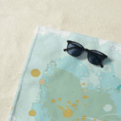 Aquarell Meerjungfrau Gold und Aqua Personalisiert Strandtuch (Beispiel)