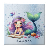Aquarell Meerjungfrau Niedlich Schöne Fliese (Vorderseite)