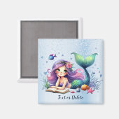 Aquarell Meerjungfrau Niedlich Schöne Magnet (Vorderseite/Rückseite)