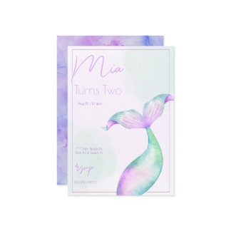 Aquarell Meerjungfrau Schwanz Meerjungfrau Geburts Einladung