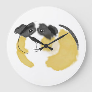Aquarell-Meerschweinchen Große Wanduhr