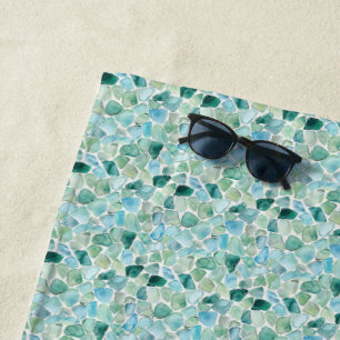 Aquarell-Meerwasserglas-Kiesel-Muster in sanftem A Strandtuch