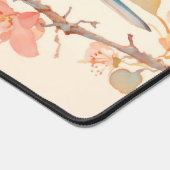Aquarell-Meise Pfirsichblüte Koralle Orange Schreibtischunterlage (Ecke)