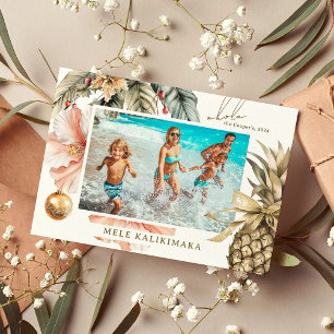 Aquarell Mele Kalikimaka Hawaiianisches Foto  Feiertagskarte