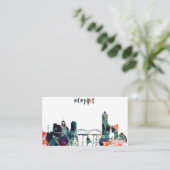 Aquarell-Memphis-Skyline Visitenkarte (Stehend Vorderseite)