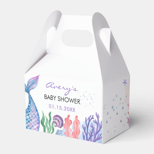 Aquarell Mermaid Baby Showbox Geschenkschachtel (Vorderseite)