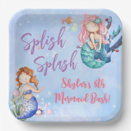 Aquarell Mermaid Bash Geburtstagspapier-Teller Pappteller