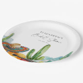Aquarell Mexican Cactus Fiesta Brautparty Pappteller (Schrägansicht)
