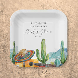 Aquarell Mexican Cactus Fiesta Paare Dusche Pappteller