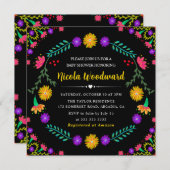 Aquarell Mexikanische Blume Fiesta Babydusche Einladung (Vorne/Hinten)