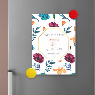 Aquarell-Mexikanische Fiesta-Blumen-Hochzeit Save Magneteinladung