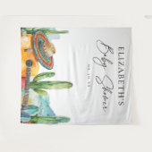 Aquarell Mexikanisches Fiesta Babydusche Hintergru Wandteppich (Vorderseite (Horizontal))