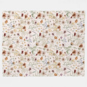 Aquarell-Mini-Blüten-Boho-Blumenmuster Fleecedecke (Vorderseite (Horizontal))