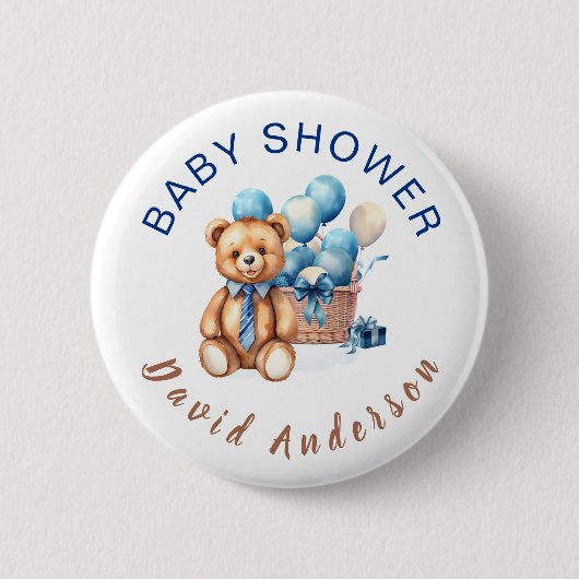 Aquarell minimalist Baby Shower Junge Button (Vorderseite)