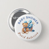 Aquarell minimalist Baby Shower Junge Button (Vorne & Hinten)