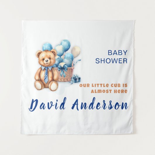 Aquarell minimalist Baby Shower Junge Wandteppich (Vorderseite)