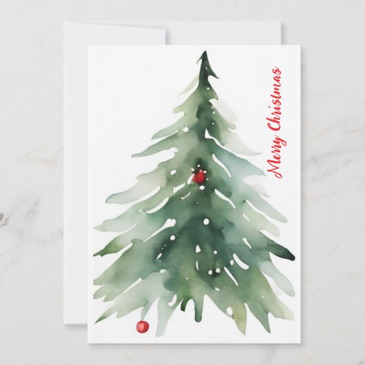 Aquarell Minimalistisch Grüne Weihnachten im Unter (Vorderseite)
