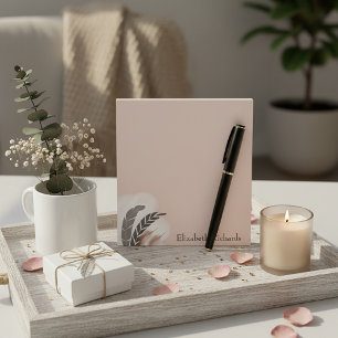 Aquarell minimalistische Federn personalisiert Notizblock