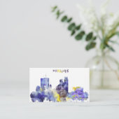 Aquarell-Minneapolis-Skyline Visitenkarte (Stehend Vorderseite)
