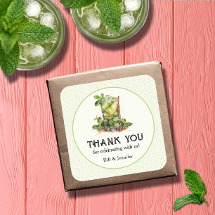 Aquarell Mint Julep Derby Quadratischer Aufkleber