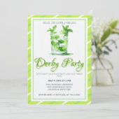 Aquarell Mint Julep Grün Kentucky Derby Einladung (Stehend Vorderseite)