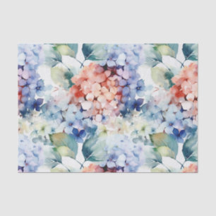 Aquarell-Mischfarben-Hortensienblüten Seidenpapier