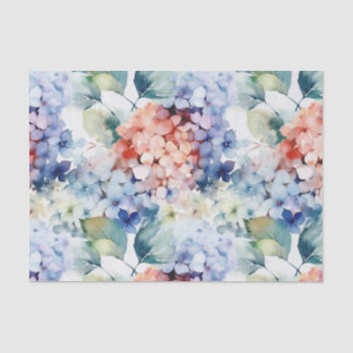 Aquarell-Mischfarben-Hortensienblüten Seidenpapier