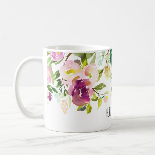 Aquarell mit Blumen Kaffeetasse (Links)