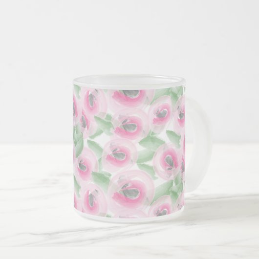 Aquarell mit Blumen Mattglastasse (VorderseiteRechts)