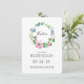 Aquarell mit Blumen u. Brautjungfer des Einladung (Stehend Vorderseite)