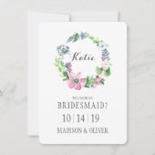 Aquarell mit Blumen u. Brautjungfer des Einladung (Vorderseite)