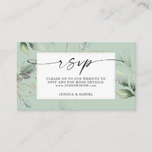 Aquarell mit Sage und Gold RSVP Card Visitenkarte