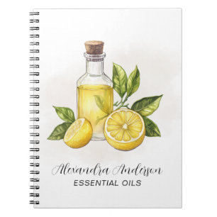 Aquarell mit Vintage-Blumen und Zitronen-Ätherölen Notizblock