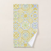 Aquarell-Mittelmeer-Azulejo-Boho-Muster Badhandtuch Set (Handtuch)