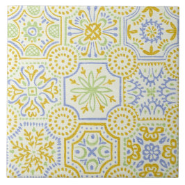 Aquarell-Mittelmeer-Azulejo-Boho-Muster  Fliese