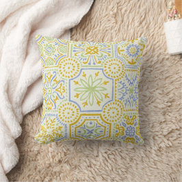 Aquarell-Mittelmeer-Azulejo-Boho-Muster Kissen