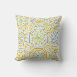 Aquarell-Mittelmeer-Azulejo-Boho-Muster  Kissen